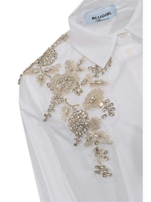 Abito in popeline con ricamo gioiello BLUGIRL | RA6144 T294311111